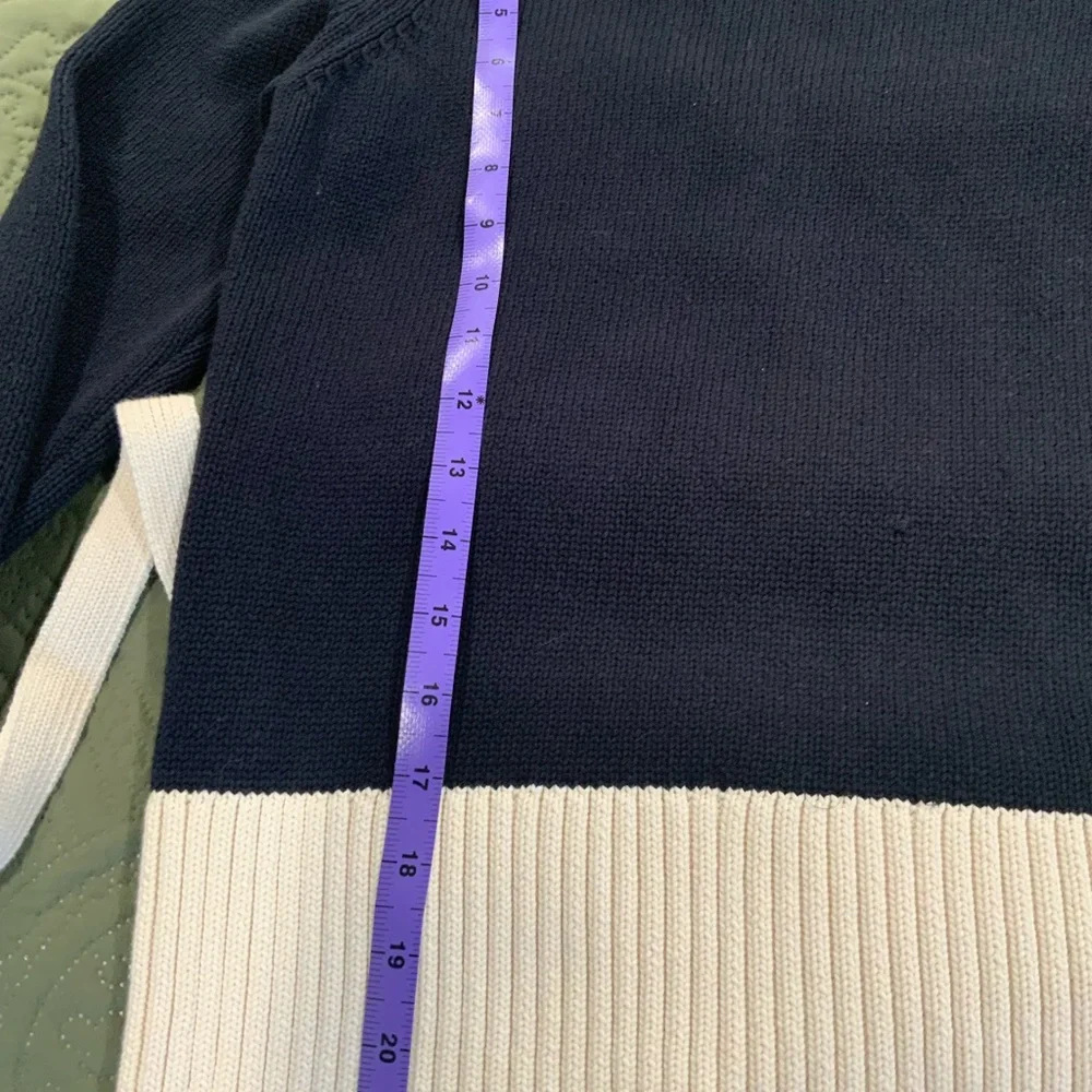 Ann Taylor Navy and Cream Cowl Neck Sweater - Picture 4 of 8
